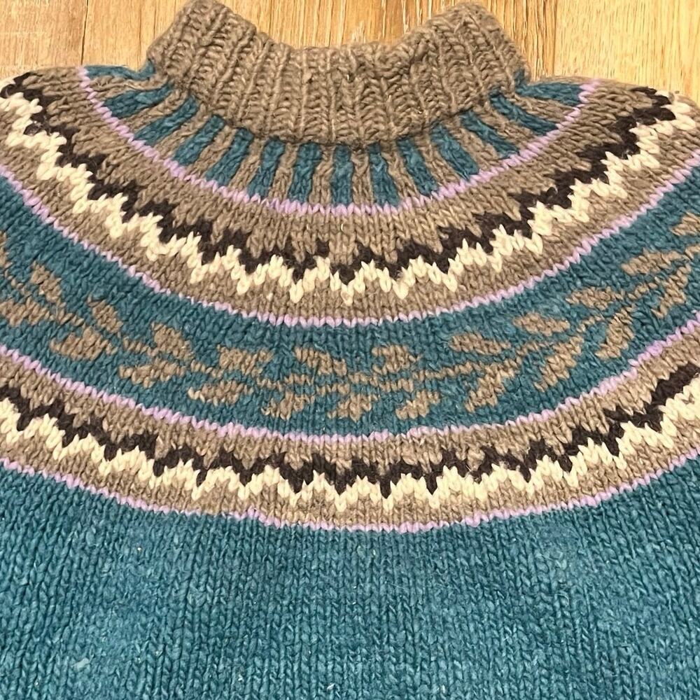 VTG Del Mundo Ecuador 100% Wool Fair Isle Handmade Crewnck Sweater Nordic Aztec - Picture 2 of 9